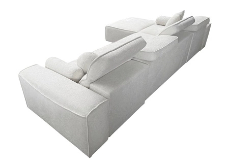 Ecksofa mit Schlaffunktion Viano XII creme links stilvolles Ecksofa mit interessanter Form verstellbare Kopfstützen Zierkissen