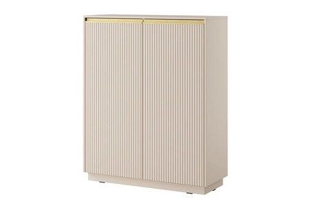 Imperial Möbelset beige Stilvolle Schrankwand mit gefrästen Fronten und eleganten Griffen in gebürstetem Gold