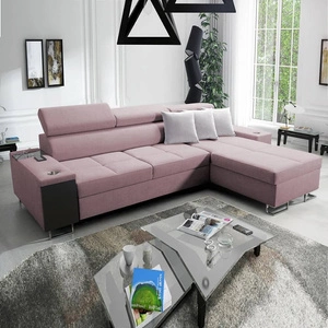 Ecksofa mit Schlaffunktion Dafni Lavendelrosa rechtsseitig geflochten bietet Komfort und Funktionalität während der täglichen Erholung