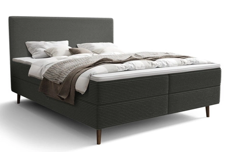 Boxspringbett Totti 140x200 graphit stilvolles Bett mit Bettzeug Lagerung dreidimensionalen Stoff mit ausdrucksvollen Streifen