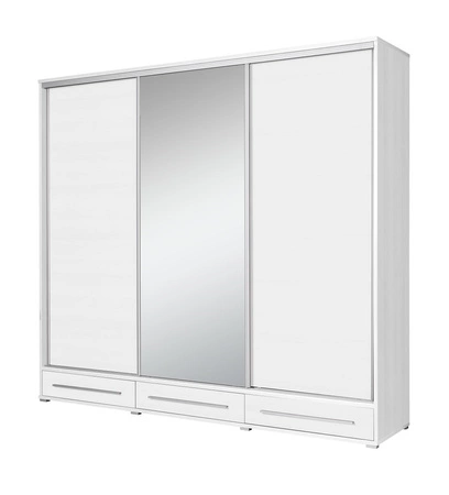 Schiebeschrank Hajfa 255 cm weiß modernes Design Kleiderschrank mit Spiegel Korpus aus 22mm starker Platte