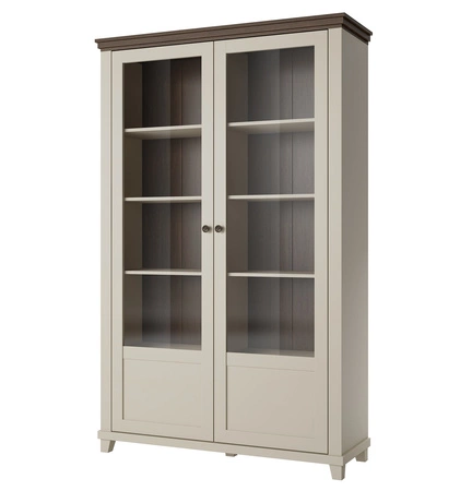 Vitrine Evora 126 cm beige / Eiche dunin wird Liebhaber von ausdrucksstarken Interieurs ideal für das Wohnzimmer und Esszimmer begeistern