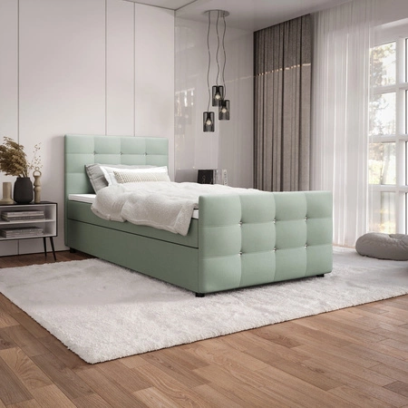 Boxspringbett Kansas 120x200 mintgrün Bett im modernen skandinavischen Stil mit gepolstertem Kopf- und Fußteil
