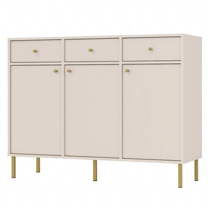 Kommode Kioto II 125 cm beige minimalistische Form ideale Kommode für Schlafzimmer oder Wohnzimmer Goldgriffe