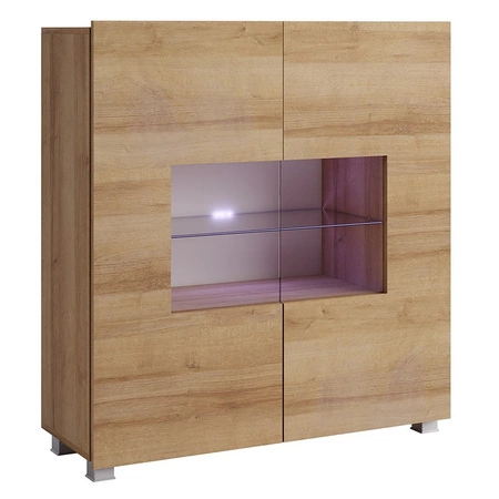 Möbel Apulia VII weiß glänzend / goldene Eiche ein außergewöhnlich stilvolles Wandelement einfache Elemente, die in jedes Interieur passen