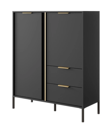 Goldene 103 cm hohe Kommode anthrazit modernes Design Goldrandgriff verleiht Eleganz ideale Kommode für modernes Interieur