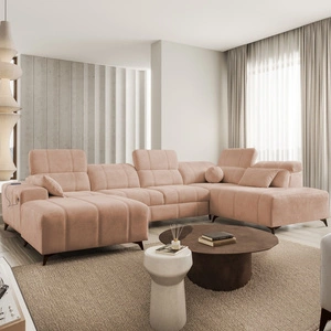 Ecksofa mit Schlaffunktion Penejos VI lachsfarben links stilvolles Ecksofa mit zwei Bettkästen strapazierfähiger Stoff