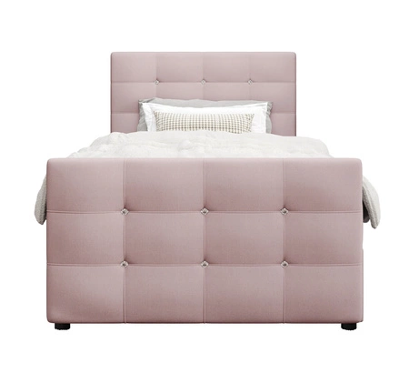 Boxspringbett Kansas 120x200 puderrosa Bett im modernen skandinavischen Stil mit gepolstertem Kopf- und Fußteil