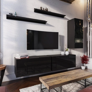 Merida Hängeelement in schwarzem Glanz, ideal für Liebhaber des modernen Designs, geeignet zum Aufhängen an der Wand