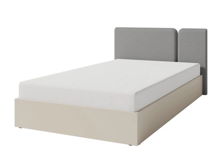 Bett Paguro 120x200 cm mit Container beige Sand ideal für Kinderzimmer mit gepolstertem Kopfteil 
