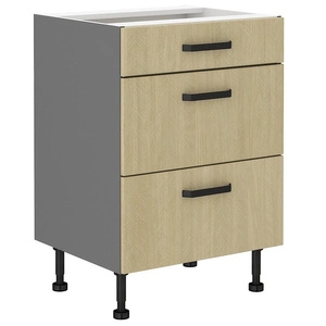 Chevron 60 D 3S BB stehender Küchenschrank mit Schubladenfronten mit dekorativem Fischgrätdekor feuchtigkeits- und beschädigungsbeständiger Schrank 