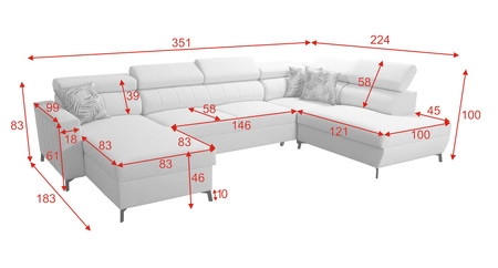 Ecksofa mit Schlaffunktion Savona VI grau / weiß links elegantes und bequemes Ecksofa für das Wohnzimmer zwei Container für Bettzeug