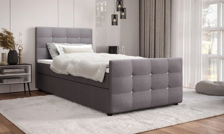 Boxspringbett Kansas 120x200 grau Bett im modernen skandinavischen Stil mit gepolstertem Kopf- und Fußteil