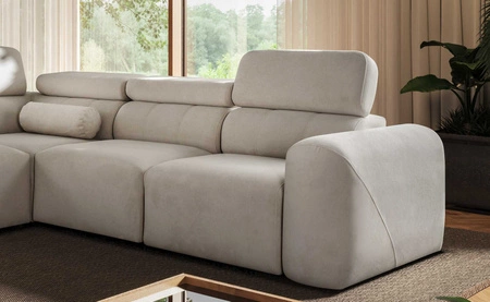 Ecksofa mit Schlaffunktion Cantare III beige rechte Seite bequemes und stilvolles Ecksofa für Wohnzimmer zwei Container für Bettzeug