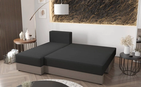 Ecksofa mit Schlaffunktion Fogu elfenbeinfarbenes linkes Ecksofa in schlichtem Design, bezogen mit einem Bettkasten aus Kordstoff