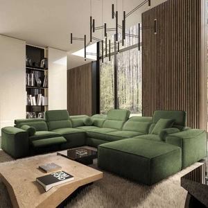 Ecksofa mit Schlaffunktion Viano VIII Lux grün rechts Design-Ecksofa mit ausziehbarem Fußteil Bettzeug-Container