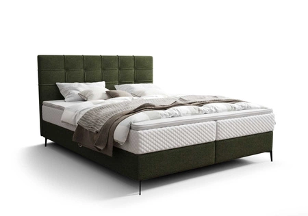 Boxspringbett Irvine 180x200 grün stilvolles Bett mit Bettzeugablage komfortables Kopfteil begeistert durch sein elegantes Design