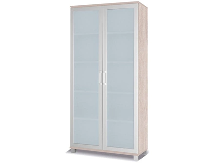 Breiter Schrank Maximus 100 cm Eiche Sonoma hell modernes Design Einfassung mit speziellen Furnierelementen aus sicherem gehärtetem Glas beendet