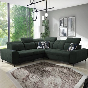Ecksofa mit Schlaffunktion Buffalo III grün links komfortables Ecksofa mit ästhetischer Verarbeitung mit Bettzeugcontainern