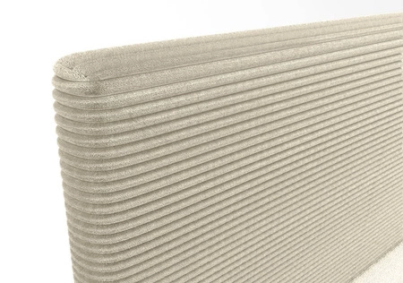 Boxspringbett Totti 90x200 beige stilvolles Bett mit Bettzeugablage dreidimensionaler Stoff mit ausdrucksvollen Streifen