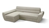 Ecksofa mit Schlaffunktion Fogu III elfenbeinfarben links stilvolles Ecksofa mit Armlehnen Container für Bettzeug Kordstoff