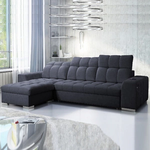 Ecksofa mit Schlaffunktion Luigi graphit links Ecksofa mit zwei Bettkästen Stoff mit einer interessanten Struktur