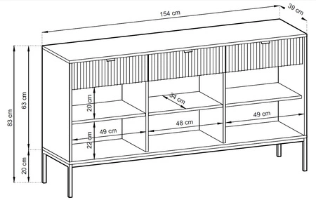 Kommode mit Schubladen Lovro 154 cm grau modernes Design wird die Liebhaber von markanten Interieurs begeistern