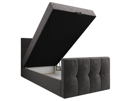 Boxspringbett Manhattan 120x200 grau im modernen skandinavischen Stil mit gepolstertem Kopfteil und Fußteil Bett mit Staukasten