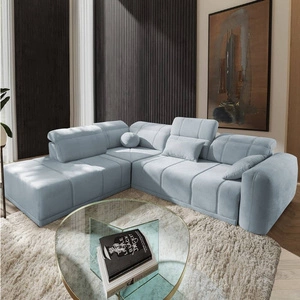 Ecksofa mit Schlaffunktion Cetara VII blau links Hochwertiges Ecksofa für den Wohnbereich mit bequemer Schiebelehne