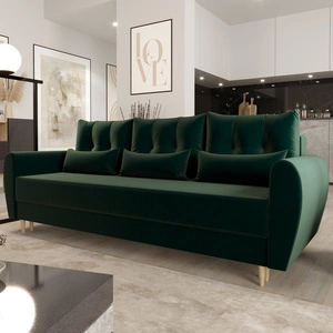Sofa mit Schlaffunktion Rovigo Flasche grün leichte Form mit elegantem Charakter perfekt für jedes Interieur weicher Stoff