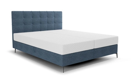Boxspringbett Irvine 140x200 blau Stilvolles Bett mit Bettzeugablage und hohem Kopfteil besticht durch sein elegantes Design