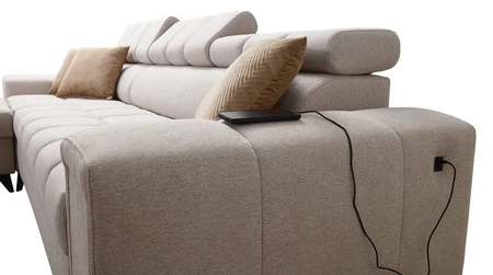 Ecksofa mit Schlaffunktion Bolmso braunes linkes Ecksofa mit zwei Bettkästen praktische Schublade in der Seite des Möbels