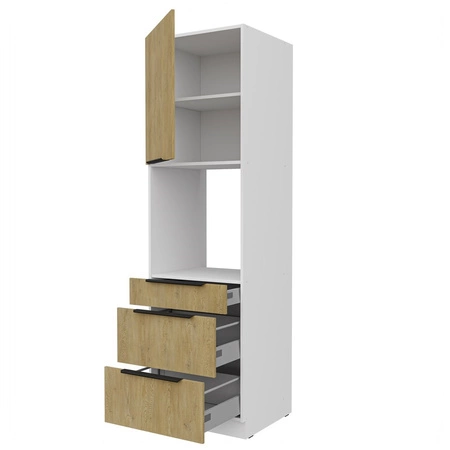 Küchenhochschrank für Einbaubackofen Cremona 60 DPS-210 3S 1F schrank mit Schubladen feuchtigkeitsgeschützte Metallgriffe