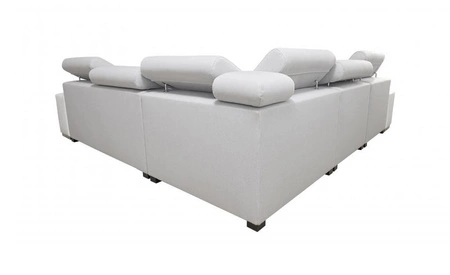 Ecksofa mit Schlaffunktion Provo III graphit / weiß linkes Ecksofa mit Bettzeugablage und verstellbaren Kopfstützen