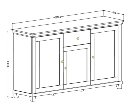 Kommode Evora 160 cm beige / Eiche dunin funktionell ideal für moderne klassische und skandinavische Innenräume