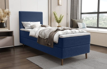 Boxspringbett Totti 90x200 blau stilvolles Bett mit Bettzeug Lagerung dreidimensionalen Stoff mit ausdrucksstarken Streifen