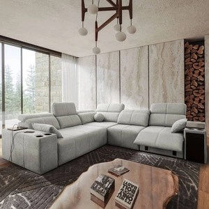 Ecksofa mit Schlaffunktion Tesalia III Lux Esche grau rechts Ecksofa mit ausziehbarem Fußteil Schiebefunktion der Rückenlehne