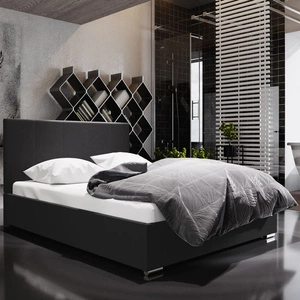 Lugo gepolstertes Bett 160x200 schwarz mit modernem Kopfteil ideal für Schlafzimmer