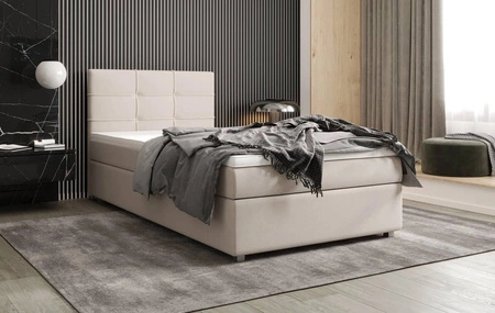 Boxspringbett Fresno 120x200 beige im modernen skandinavischen Stil mit gepolstertem Kopfteil Bett mit Staukasten