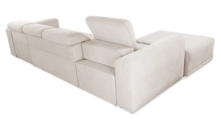 Ecksofa mit Schlaffunktion Cetara XII creme linke Seite stilvolles Design bequeme Schiebelehnen zwei Bettzeugkästen
