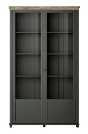 Vitrine Evora 126 cm Flasche grün / Eiche lefkas werden die Liebhaber von ausdrucksstarken Interieur ideal für das Wohnzimmer und Esszimmer begeistern