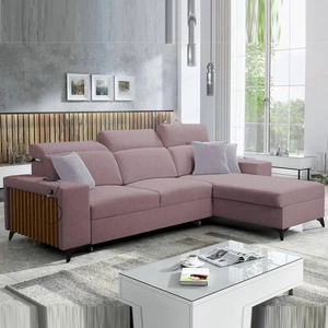 Ecksofa mit Schlaffunktion Kelly lavendel rosa rechte Seite geflochten Komfort und Funktionalität Eckseite mit Latten abgeschlossen