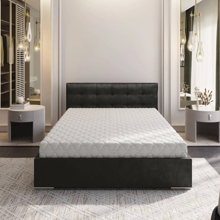 Polsterbett Montigo 180x200 grau mit Container im modernen skandinavischen Stil mit gestepptem Kopfteil