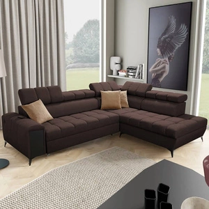 Ecksofa mit Schlaffunktion Bolmso VII braun rechte Ecke äußerst elegantes Ecksofa für Wohnzimmer mit Schublade und Bettzeugcontainer