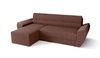 Ecksofa mit Schlaffunktion Fogu II Indian pink linke Seite stilvolles Ecksofa mit bequemen Armlehnen und Bettzeugcontainer