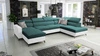 Ecksofa mit Schlaffunktion Savona VI türkis/weiß links elegantes und bequemes Ecksofa für Wohnzimmer zwei Container für Bettzeug 