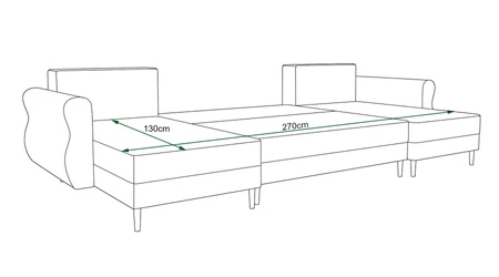 Ecksofa mit Schlaffunktion Wilkins U marineblau komfortables Ecksofa weicher Stoff modernes Design, das sich in jede Einrichtung einfügt
