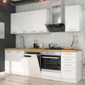 EkoWhite 240 cm Küchenmöbel-Set Minimalismus der skandinavischen Stil und Modernismus der einfachen Form ideal für jedes Interieur