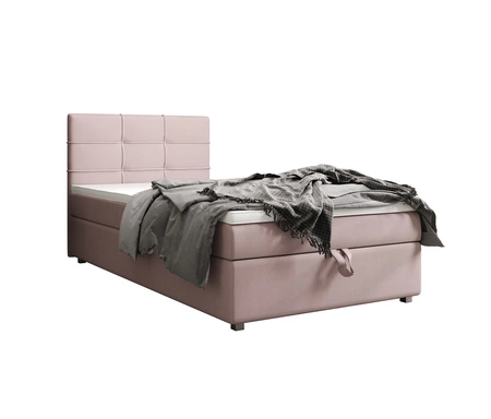 Boxspringbett Fresno 120x200 puderrosa im modernen skandinavischen Stil mit gepolstertem Kopfteil Bett mit Staukasten