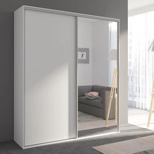 Grande Schiebespiegelschrank 204 cm weiß moderner Spiegelschrank mit Aluminium-Türführungen